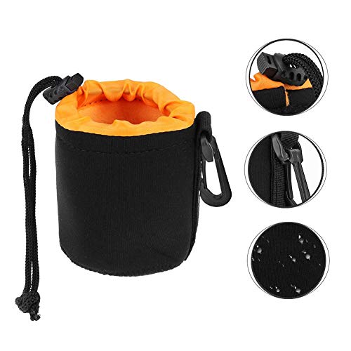 S Size (Small) Camera Lens Pouch, Thick Protective Neoprene Bag Storage Cover Case with Drawstring Design, Soft Plush Interior, Compatible for Canon, for Nikon, for Sony DSLR Lenses - size: S: 8cm x 10cm (D x H)