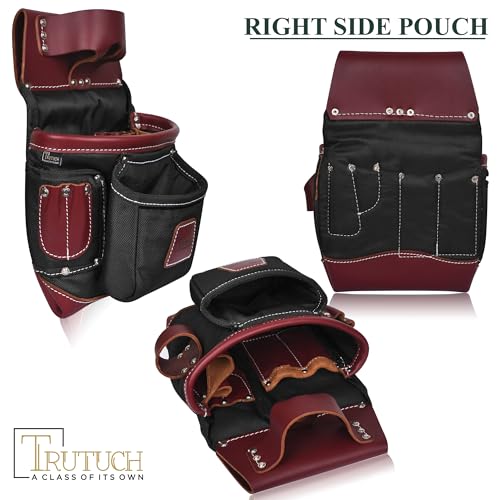 Nylon and Leather Tool Belt | Framing Tool Bags | Leather Tool Belts | Nylon Tool Pouch | Carpenter Tool Belt | Construction | Framers | Electrician - color: Black