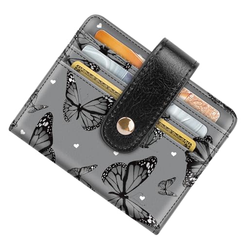 Small Wallets for Women Slim Minimalist Bifold Credit Card Holder | Compact, Zipper Coin Pocket, Mini Purse Ladies, RFID Blocking, PU Leather, Travel Card Case, Female Gifts, Butterflies - color: Butterflies