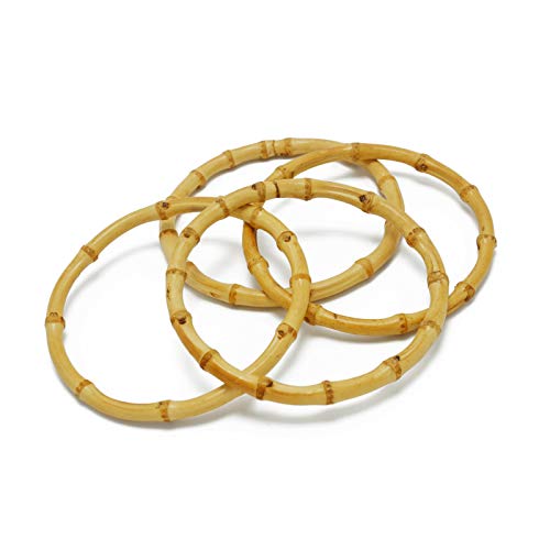 Miuco 4 PCS Round Bamboo Bag Handles Handmade Handbag Purse Making Handle Replacement for Handcrafted DIY Bags Accessories，5.90inch - size: Medium