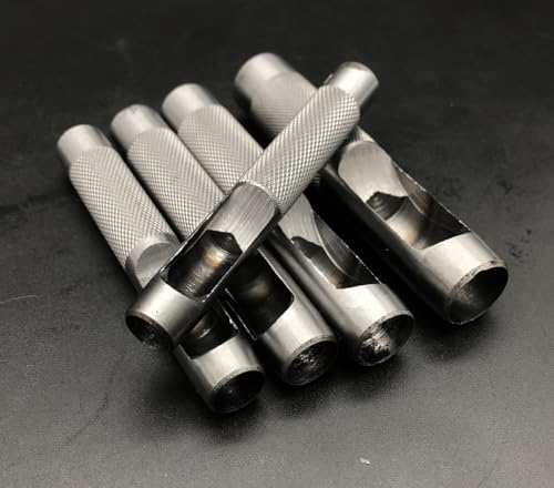 Leathe Punch Set Heavy Duty Round Hole Punch Set Leather Hole Tool,for Leather, Canvas (Silver, 6-pcs) - size: 6-pcs