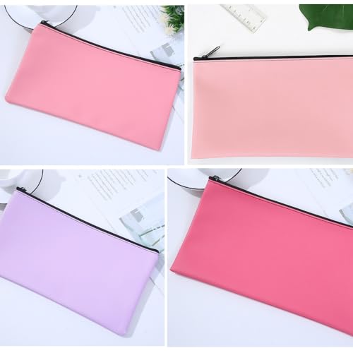 Zipper Bank Bags,4 Pack Money Pouch Bank Deposit Bag PU Leather Cash and Coin Pouch bank envelopes with zipper (4Colors-02) - color: 4Colors-02