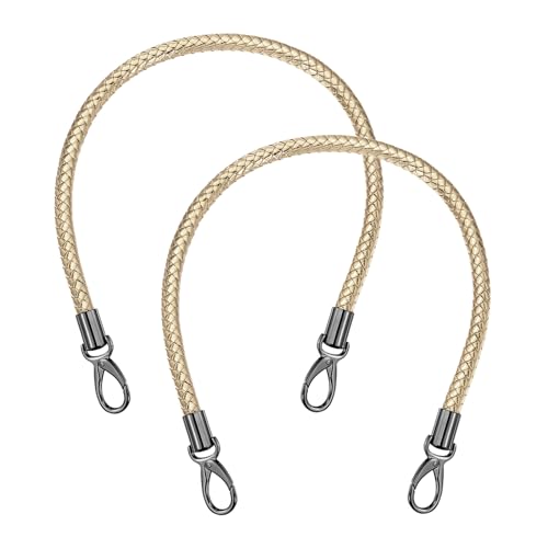 MECCANIXITY Braided Purse Strap, PU Leather Purse Strap Handle Replacement for Handbag Tote Underarm Bag Making - color: Light Gold