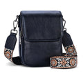HESHE Small Leather Crossbody Bag for Women RFID Phone Purse with Card Slot - color: Navy Blue