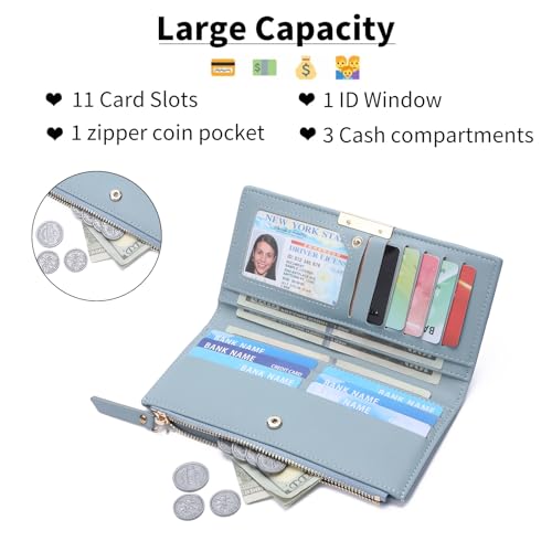 Slim Women's Wallet Ladies Credit Card Holder Bifold RFID Blocking - color: A07 Blue
