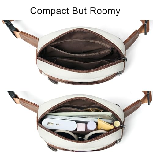 Leresas 2L Fanny Packs for Women Everywhere Belt Bag Chic Waist Pack Bag Crossbody Purse Faux Leather Travel Cycling Beige - color: Beige