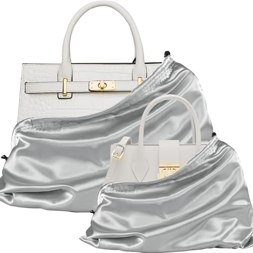 P Pothuiny 2 Pcs Satin Dust Bags for Handbags - color: Silver