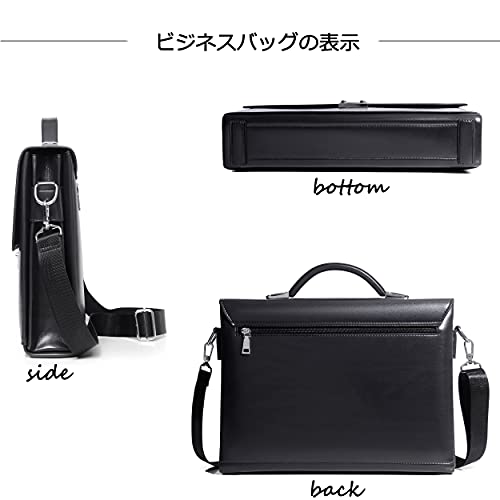 FSD.WG]Business Bag Leather Briefcase Shoulder Laptop Business Bag for Men - color: Black