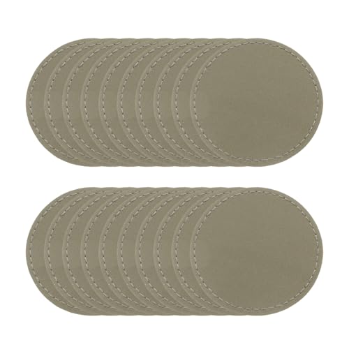 MECCANIXITY Blank Leatherette Patches, 2.5 Inch Round Faux Leather Hats Patches with Adhesive Iron-on Heat Press Laserable Rustic for Hats DIY Fabric Repair Sew(Light Brown, Pack of 25) - color: Light Brown
