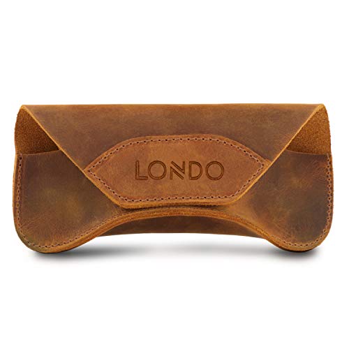 Londo Genuine Leather Case for Eyeglass, Sunglasses, Goggles and Spectacles with Magnetic Closure - color: Camel