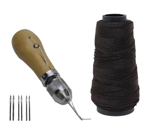JC Performance Leather Sewing Awl Quick Stitch Repair Tool Set Heavy Duty Thread (Without Awl, Black) - color: Black, size: Standard