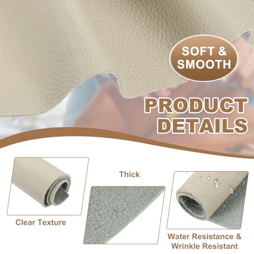 uxcell Genuine Leather Sheet, 11.8" x 11.8" Natural Distressed Cowhide Full Grain Leather Pieces, Pre Cut Sheets for Crafting, Sewing, Tooling, Sheath Making, Beige - color: Beige