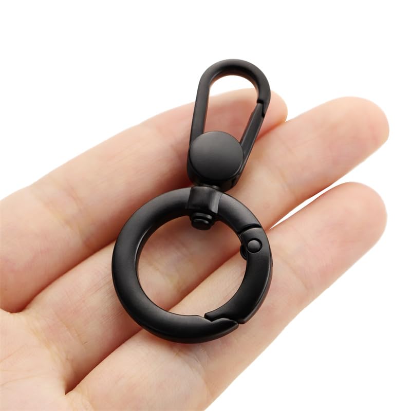 2pcs Double Opening Snap Hooks,Push Gate Snap Hook Metal Swivel Lobster Claw Clasp Purse,Backpack,Bag Strap,Keyring,Phone case (Matte Black) - color: Matte Black
