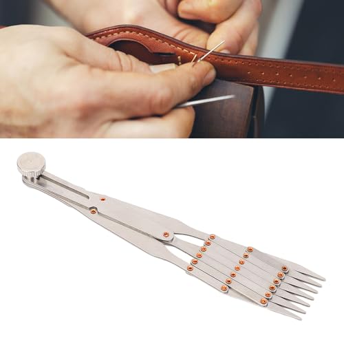 Expanding Sewing Gauge, Equal Distance Leather Belt Quick Mark, Equidistant Measuring Marking Drapery Guide Ruler, Equally Spacing Isometric Divider Ruler Tool (7 Teeth with Lock - style: 7 Teeth with Lock Function