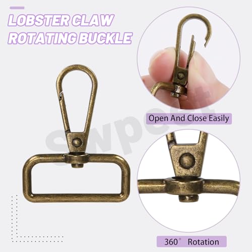 Swpeet 90Pcs 6 Colors 32MM Metal D Ring & Rectangle Adjuster Triglides Slides Buckle & D Ring Swivel Lobster Clasp Kit, Semi-Circular D Rings Roller Pin Buckles Swivel Snap Hook for Belt DIY Crafts - style: 3.2CM