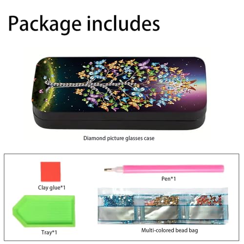 DIZAKIM 1pcs 5d Diamond Art Kits for Adults Small Diamond Painting Kit Gem Art Paint by Diamonds Dots Eyeglasses Case DIY for Beginner Women (#4) - color: #4