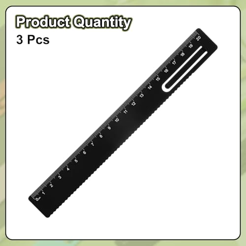 HARFINGTON 3pcs Straight Ruler 20cm Metric Metal Aluminum Alloy Measuring Bookmark Clip Ruler Scale Tool for Measure Study Reading Classroom Office, Black - color: Black, size: 20cm