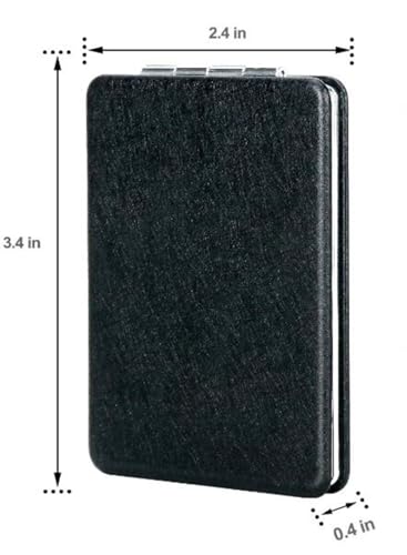 Compact Vanity Mirror for Men, Black, Travel Makeup Mirror for Handbag Pocket Wallet, Portable Double-Sided Magnifying Cosmetic Mirror for Daily, Work, Business - color: Black-square