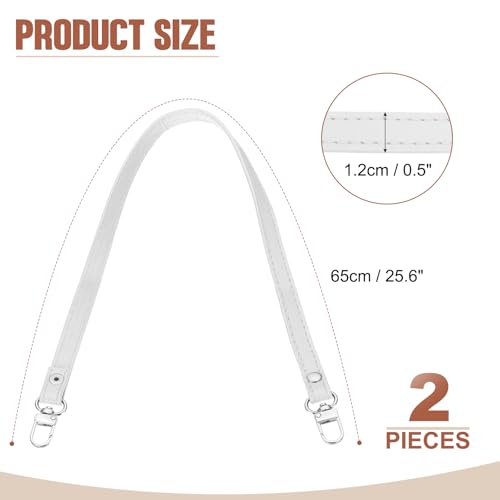 PATIKIL Leather Purse Handle Strap, 2 Pcs 26 Inch Leather Purse Strap Replacement DIY Women Clutch Bag Handbag Top Handle Strap Repair Accessories, White - color: White, size: 26 Inch