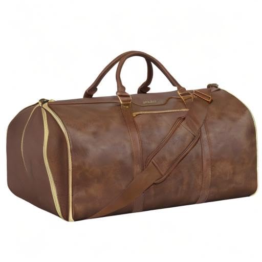 Convertible Garment Bag with Shoulder Strap, Carry on Garment Duffel Bag for Men Women,Waterproof & Wrinkle-Free Suit Carrier for Business Trips & Weekend Getaways, Foldable & Lightweight - color: Brown