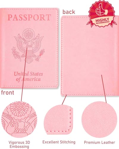 Sizobi Leather Passport Holder Covers, Passport Holder for Travel Women - color: Pink