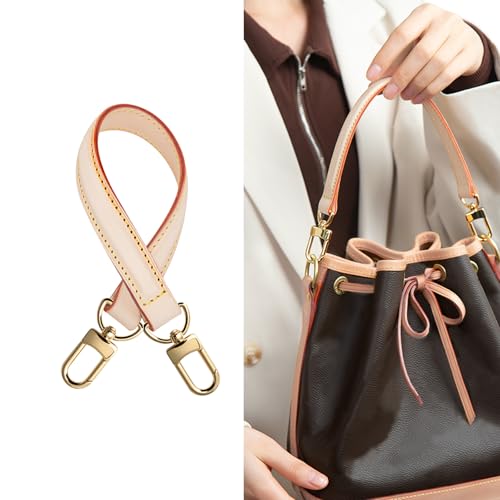 Genuine Vachetta Purse Leather Handle Strap Replacement for Bucket Bags,Hand Strap Fit for Neonoe Handbag(APRICOT-Width:0.7in&Length:14.5in) - color: Apricot-width:0.7in&length:14.5in