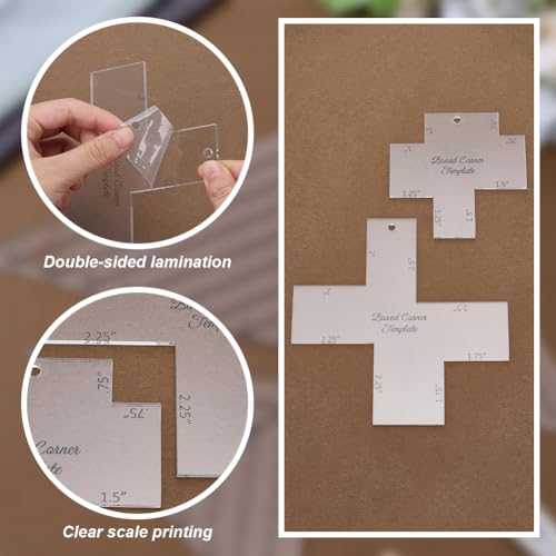 INFUNLY 4pcs Boxed Corner Template 2 Size Cutting Corners Template 0.75"-1.5"/1.75"-2.5" Clear Acrylic Quilting Box Corner Stencil Ruler Sewing Tools Set for Beginners Curve Bag Pocket DIY Sewing - style: Amaryllis