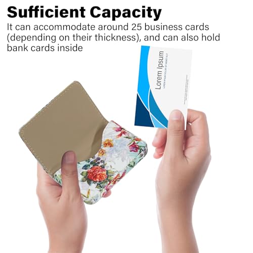 Business Card Holder，PU Leather Business Card Case Color Printing Pattern Card Holder Wallet，Pockets Magnetic Credit Card Holders for Men and Women - Flamingo - color: Deep Pink