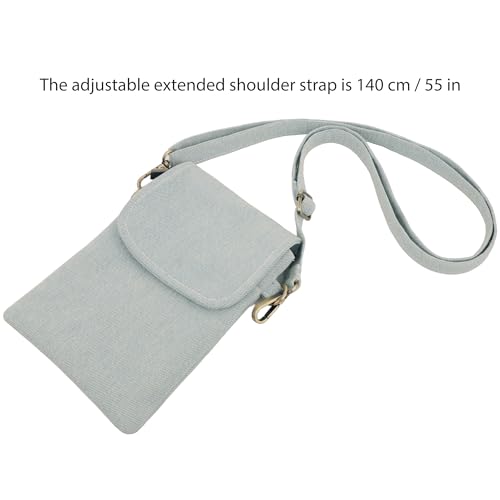 SILKAREA Vintage Embroidered Canvas Flip Small Crossbody Bag Cell Phone Pouch for Women Wristlet Wallet Bag Coin Purse - color: Denim Blue-a