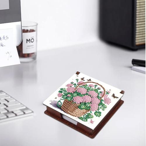 JISHSHAY Flower Diamond Painting Note Box Diamond Art Sticky Note Holder Gem Art Notecard Box Gem Painting Mosaic Kits for Adults Embroidery Kit Memo Pad Holder, Contains 160 Sheets of Paper - color: Flower 2
