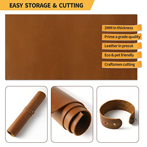 Bourbon Brown Genuine Leather Sheets for Crafts - Full Grain Tooling Leather (2mm), 12''X24'' - color: Bourbon Brown, size: 12''X24''