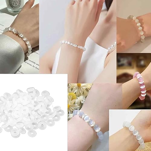 200PCS 2mmx6mm Transparent Silicone O Rings, Stopper Spacer Beads for Jewelry Making, Anti-Slip Locating Rings for DIY Bracelet Necklace Craft Accessories - color: Transparent