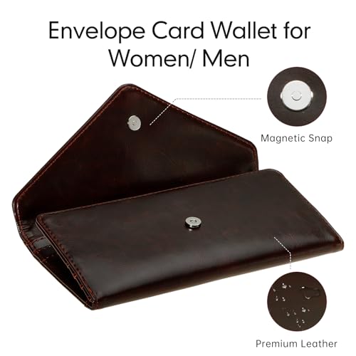 Ultra Slim Thin Leather RFID Blocking Credit Card Holder, Envelope Style Wallet for Women, Chocolate - color: Chocolate