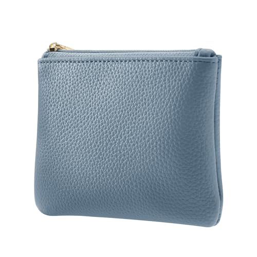 Chelmon PU Leather Coin Purse Pouch Change Holder Small With Zipper for Men Women 2 PCS Set (Blue&Light Green) - color: Blue&Light Green