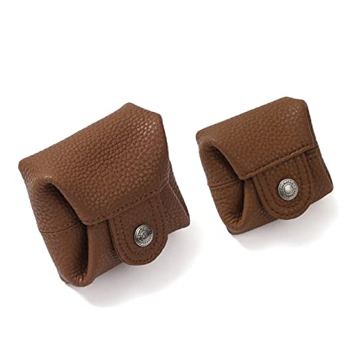 Cockatoo Genuine Leather Coin Pouch Change Holder, Mini Snap Pocket Wallet for Men Women (Brown, Set of L&S) - color: Brown, size: Set (Large & Small)