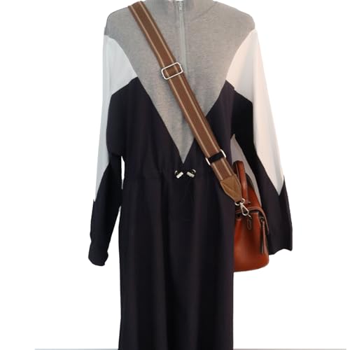 Adjustable Purse Strap with Brown Leather End - 1.5" Wide Handbags, Camera, Guitar, Phone & Crossbody Bag Replacement Shoulder Straps(Silver Hardware) - color: Brown Strap-Silver hook-T507