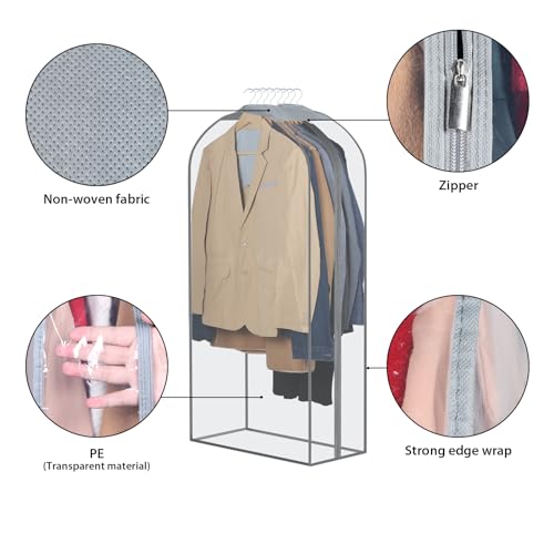 Zilink Garment Bags for Fur Coat Suit Bags for Closet Storage 40 in, 4 Pack - size: 40"-4pcs-10" Gussted