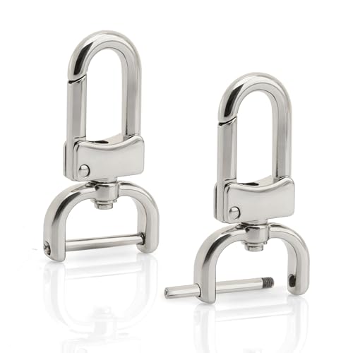 CRAFTMEMORE 2pcs Detachable Snap Hook Swivel Clasp w/Screw Bar VT99 Bag Strap Hardware Replacement (1-1/4 Inch, Silver) - color: Silver, size: 1-1/4 Inch