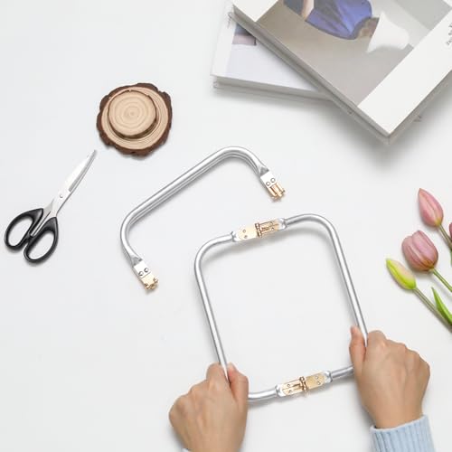 Mormchlots 2Pcs 8 Inch Metal Purse Frame | Rectangle Lock Frame Purse Hardware Kiss Lock Clasp Bag Frame, U-Shaped Handle for DIY Bag Making/Sewing Clutch Crafts - size: 8inch