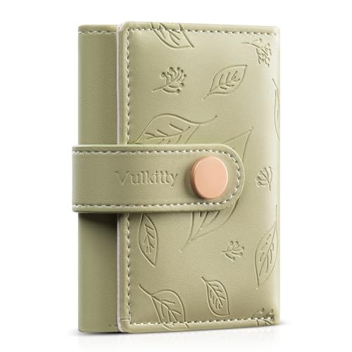 Vulkitty Small Wallet for Women, Trifold Leather Cute Womens Wallet with ID Window, RFID Blocking Security Ladies Wallet, Ultra Slim Compact Card Holder, Stylish Thin Women's Wallet, Green - color: Green