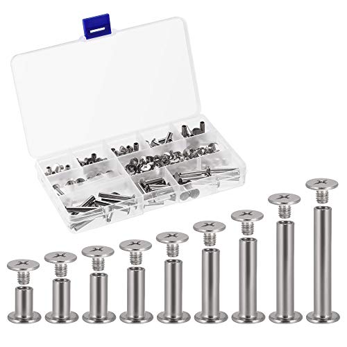 uxcell 9 Sizes 90Sets Phillips Screw Post M4x5mm Binding Bolts Silver Tone