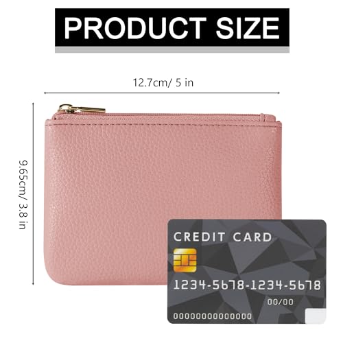Chelmon PU Leather Coin Purse Pouch Change Holder Small With Zipper for Men Women 2 PCS Set (Black&Pink) - color: Black&Pink