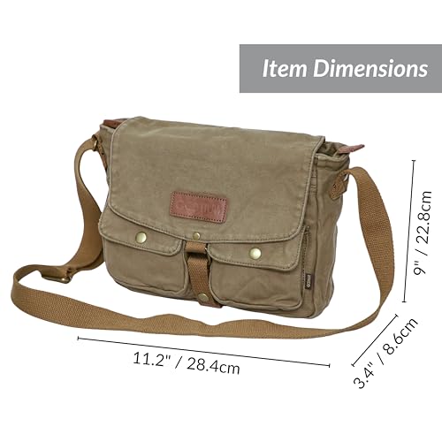 GOOTIUM Canvas Messenger Bag - Vintage Crossbody Shoulder Bag Military Satchel - color: Field Tan