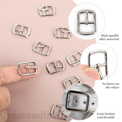 Framendino, 20 Pack Metal Single Prong Pin Shoes Buckles Roller Buckle Hardware Pin Buckle for Shoes Bag Leather Belt - color: Silver