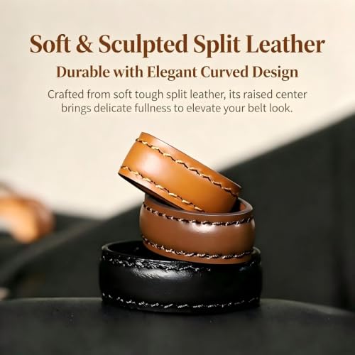 Handmade Leather Belt Loop Keeper | Belt Tail Ring | Strap Holder | Belt Accessories Replacement for Women & Men | 20-50mm Size in Black, Tan, Brown, Blue, White - color: Dark Brown / 2pcs, size: 20 mm (Belt Width 0.6-0.8 inch）