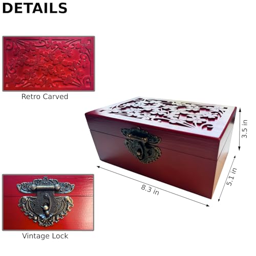 Wooden Sewing Kit Box, Wooden Sewing Box with Sew Kit Accessories | Sewing Repair Kit Sewing Basket, Basic Sewing Kit for Adults, Beginner Universal Home Sewing Repair Tool Kit - color: Retro Carved