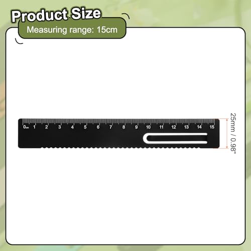 HARFINGTON 3pcs Straight Ruler 15cm Metric Metal Aluminum Alloy Measuring Bookmark Clip Ruler Scale Tool for Measure Study Reading Classroom Office, Black - color: Black, size: 15cm