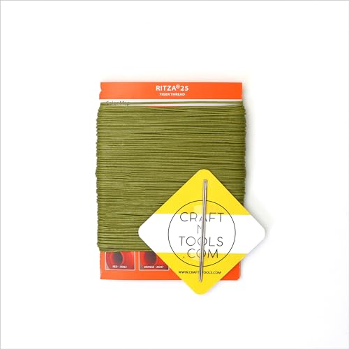 for Leather Craft | Waxed Tiger Thread | 1.2mm Pea Green Polyester - color: 1,2 mm - Pea Green - 50 meters