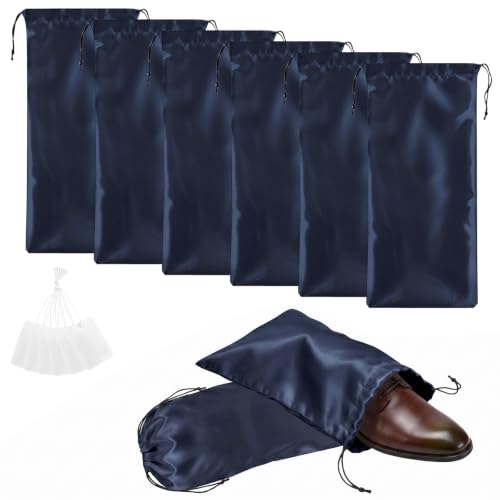 Q&J Fabric Co. 6 Pack Satin Dust Bag 17.7x7.9 inch Navy Blue 100% Polyester Silk Bag Purse Dust Bag Shoe Bags for Closet Purse Protector Bag Dust Covers for Purses - color: Navy Blue, size: 17.7"x7.9"