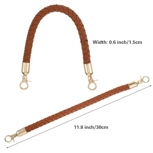 Afcabakila 12 Pack 6 Colors 11.8 Inch Shoulder Bag Purse Handles Short PU Leather Braided Purse Straps for Handbags DIY Replacement with Gold Lobster Clasps